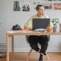 person working alone at home