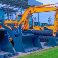 machinery storage place with skid steers