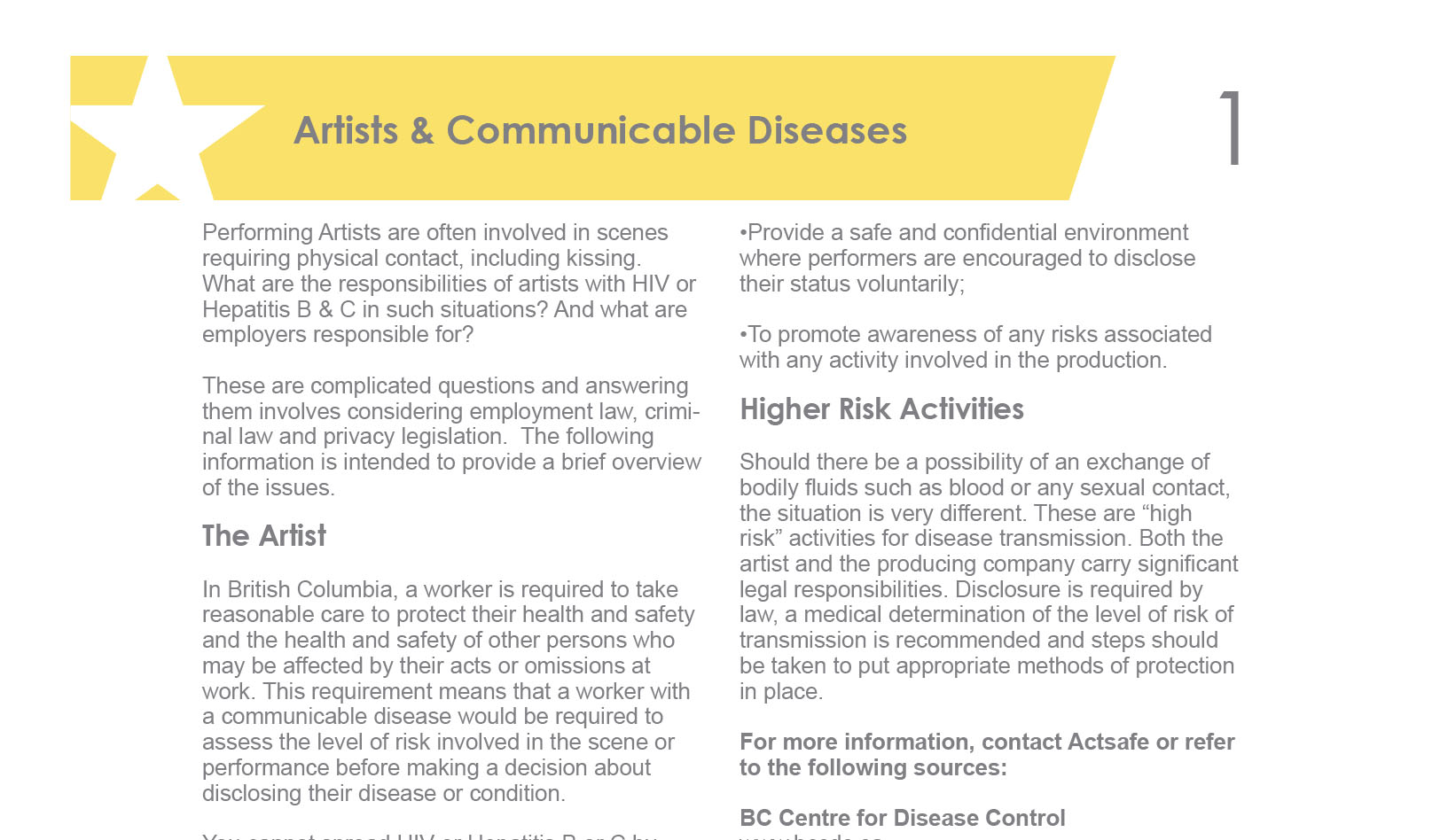 Artists and Communicable Diseases Booklet