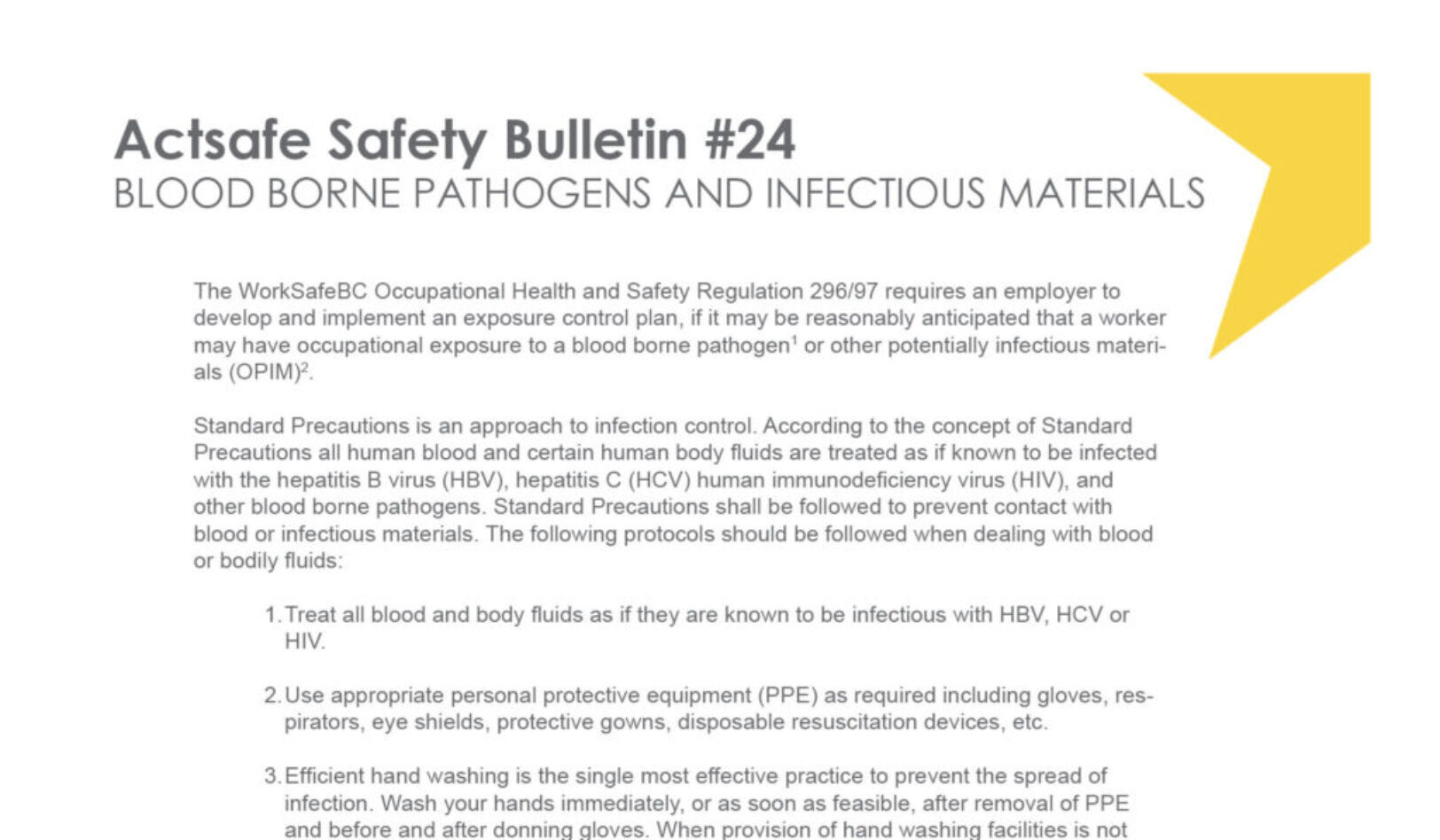 #24 Blood Borne Pathogens and Infectious Materials Motion Picture Safety Bulletin