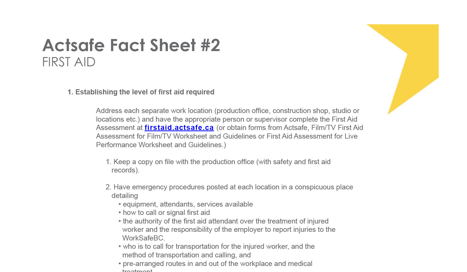 First Aid Fact Sheet