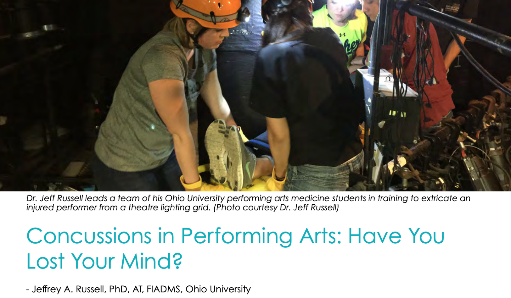 Concussions in Performing Arts: Have You Lost Your Mind?