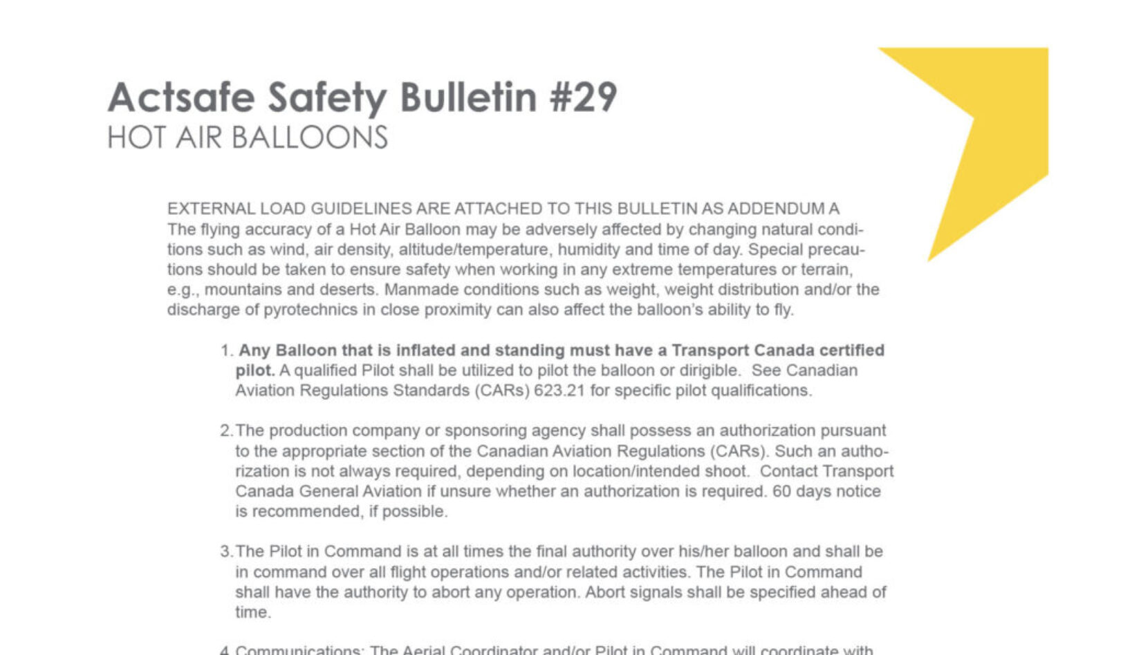 #29 Hot Air Balloons Motion Picture Safety Bulletin