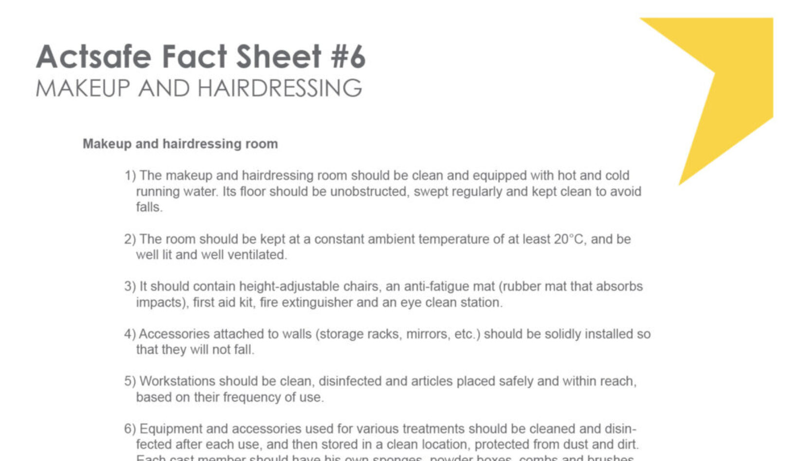 Makeup & Hairdressing Fact Sheet