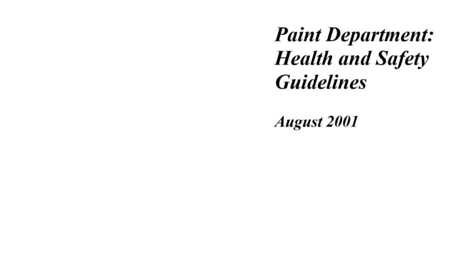 Paint Department Health and Safety Report