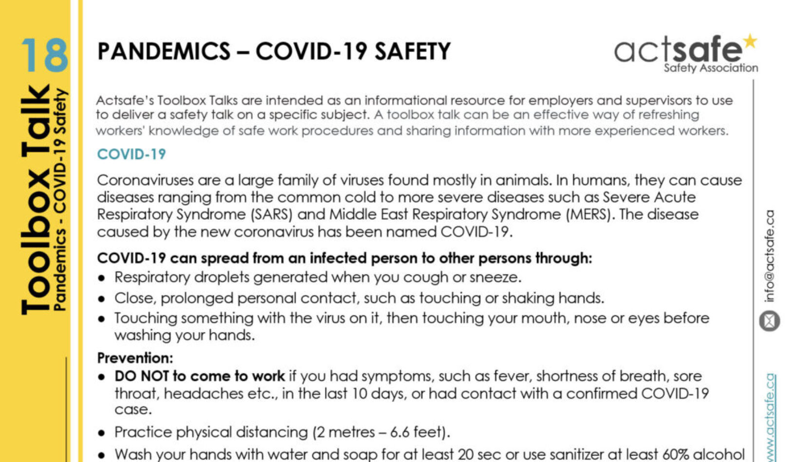 Pandemics – COVID-19 Safety
