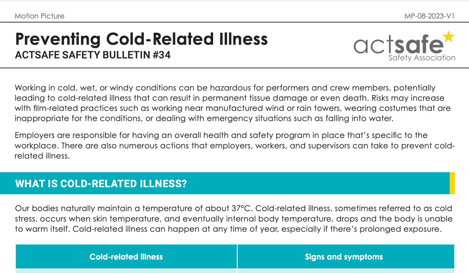 Preventing cold related illness