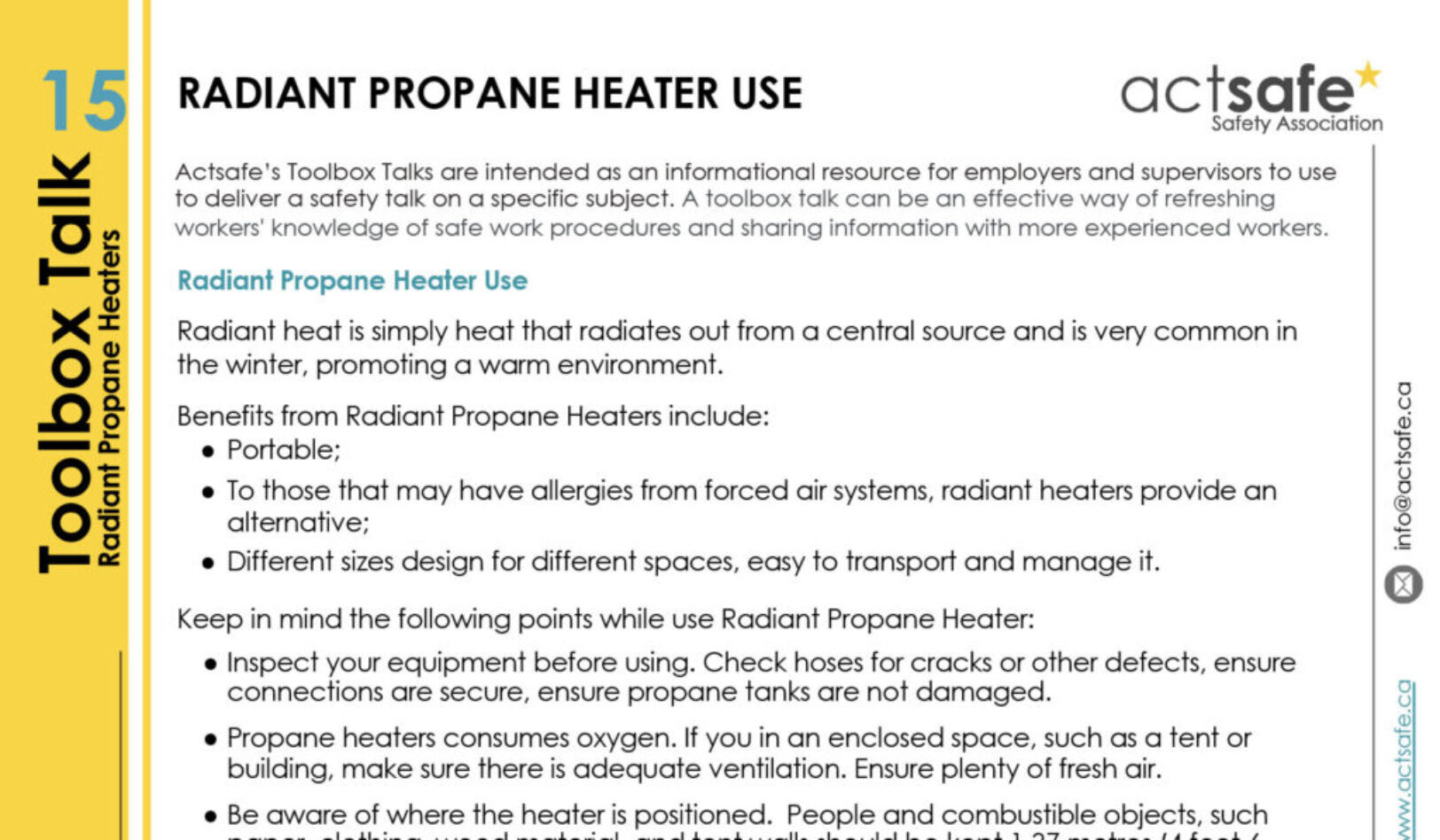 Radiant Propane Heater Use