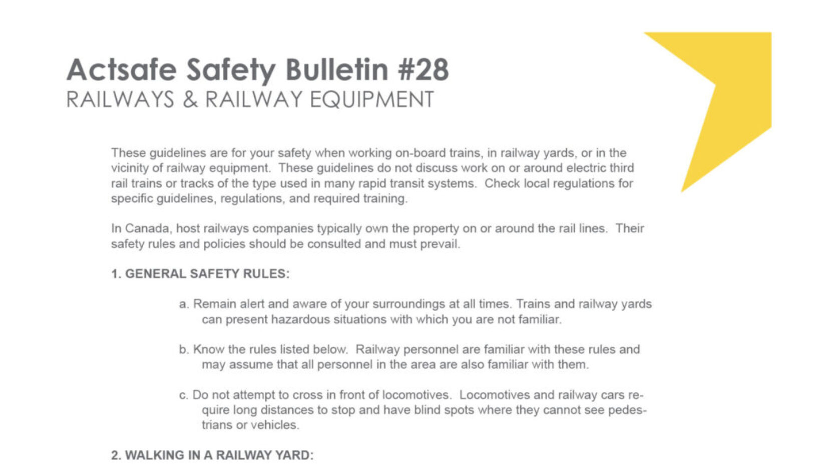 #28 Railways & Railway Equipment Motion Picture Safety Bulletin