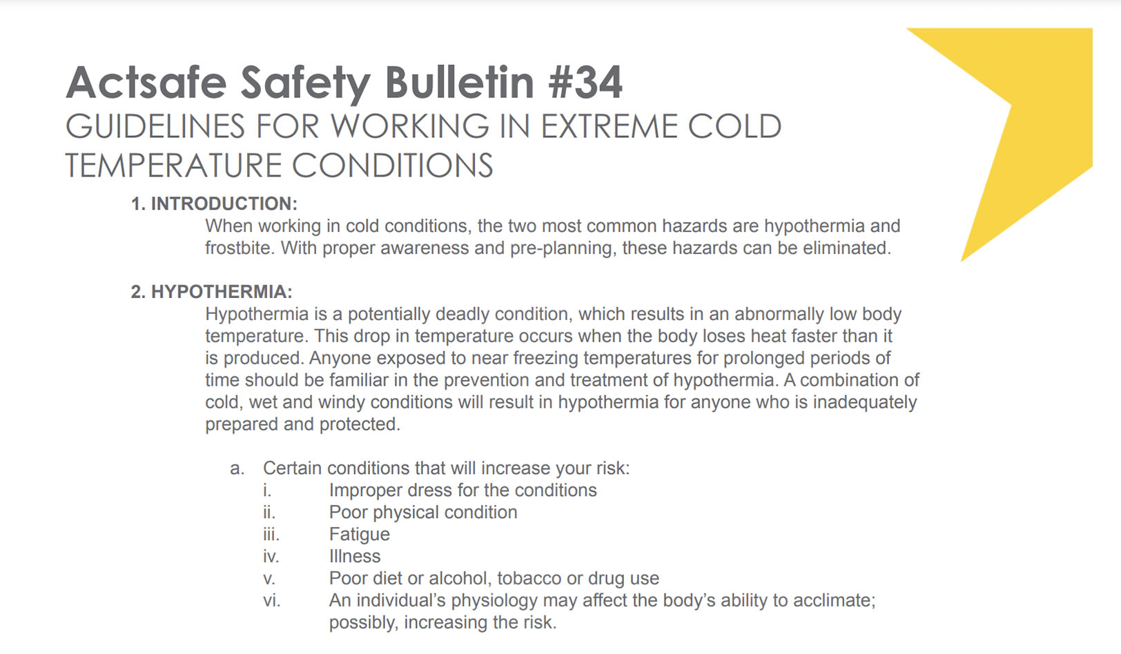 #34 Working In Extreme Cold Temperature Conditions Motion Picture Safety Bulletin