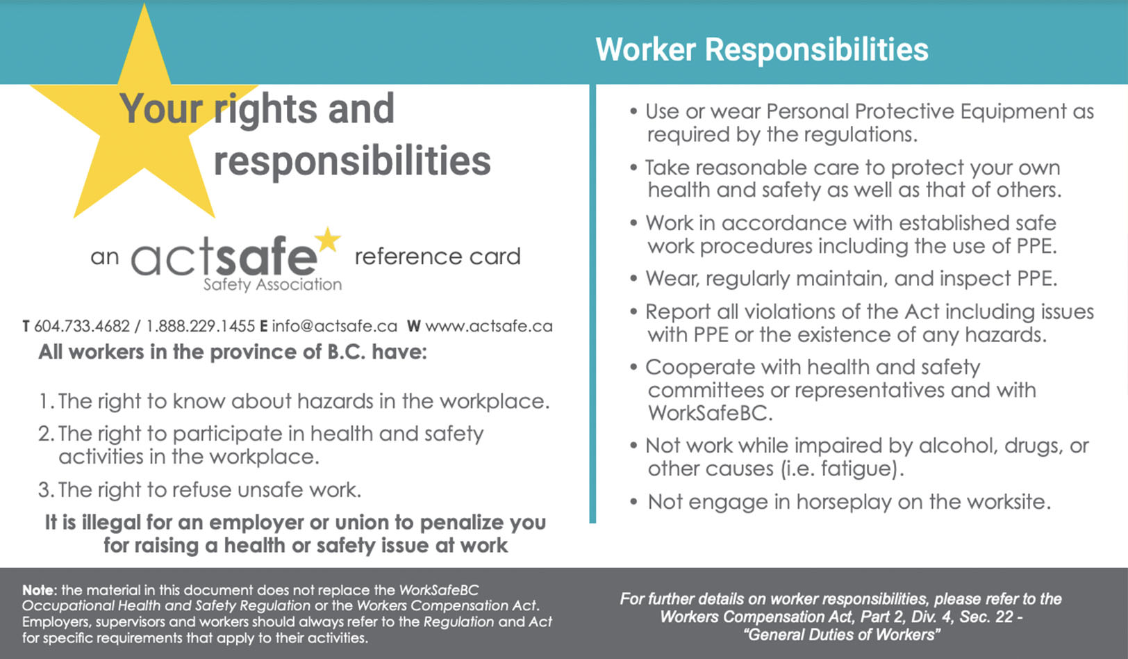 Your Rights and Responsibilities Reference Card