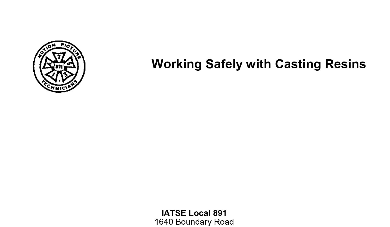 Working Safely With Casting Resins Report