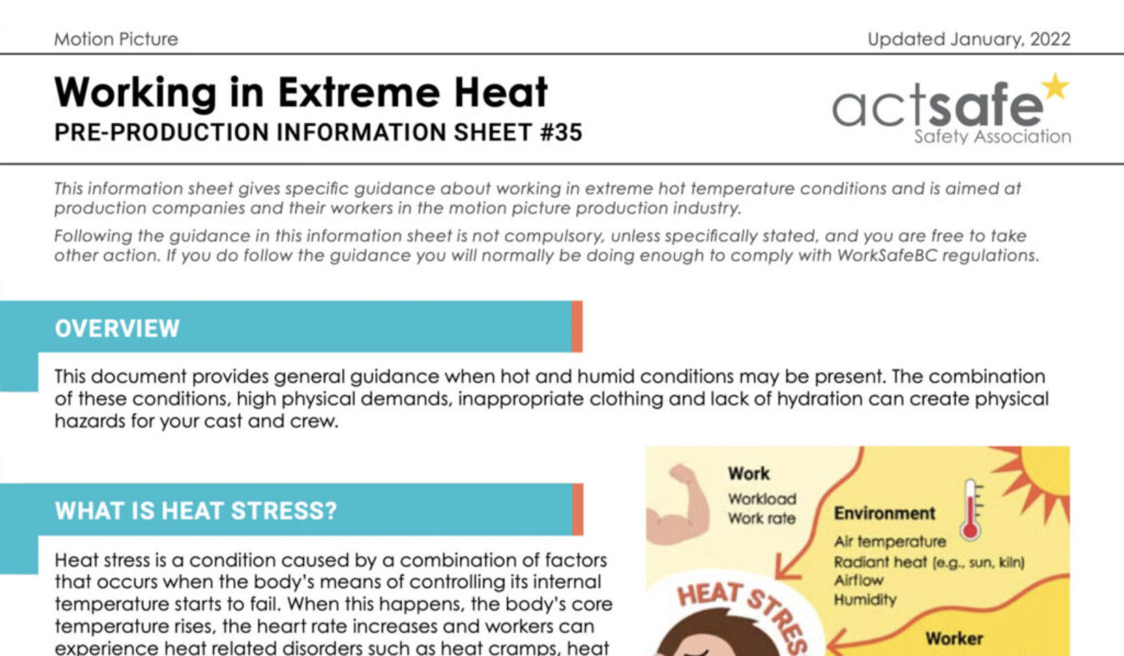 Motion Picture Information Sheet – #35 Working In Extreme Heat