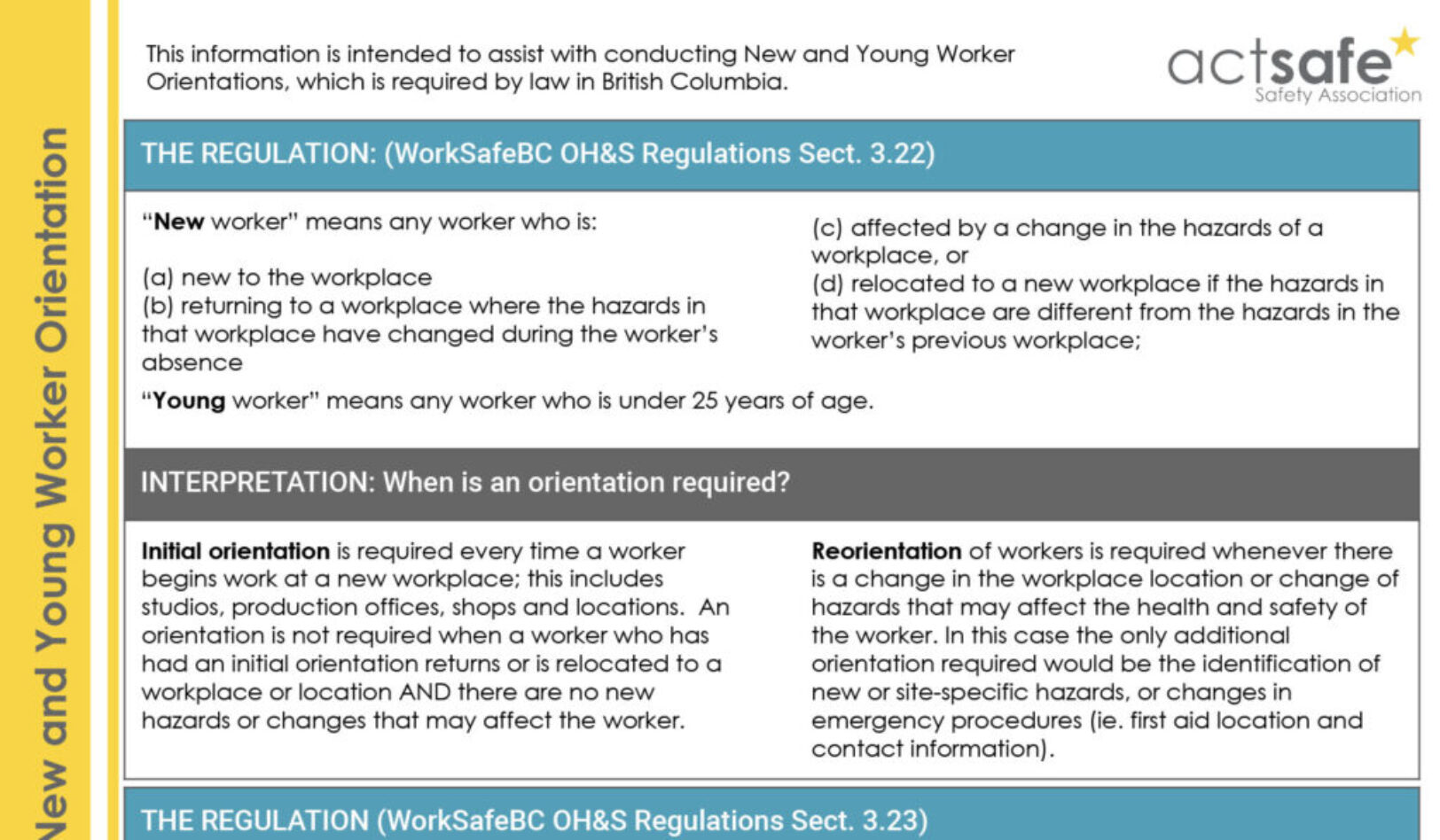 New and Young Worker Orientation Checklist