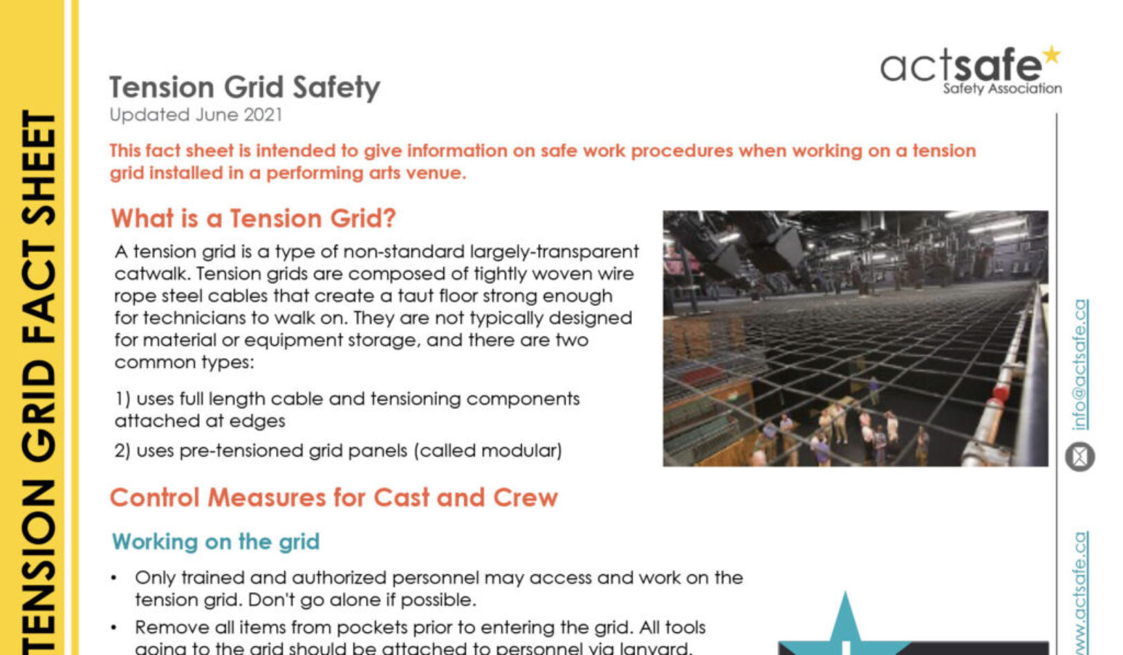 Tension Grid Safety Performing Arts Fact Sheet