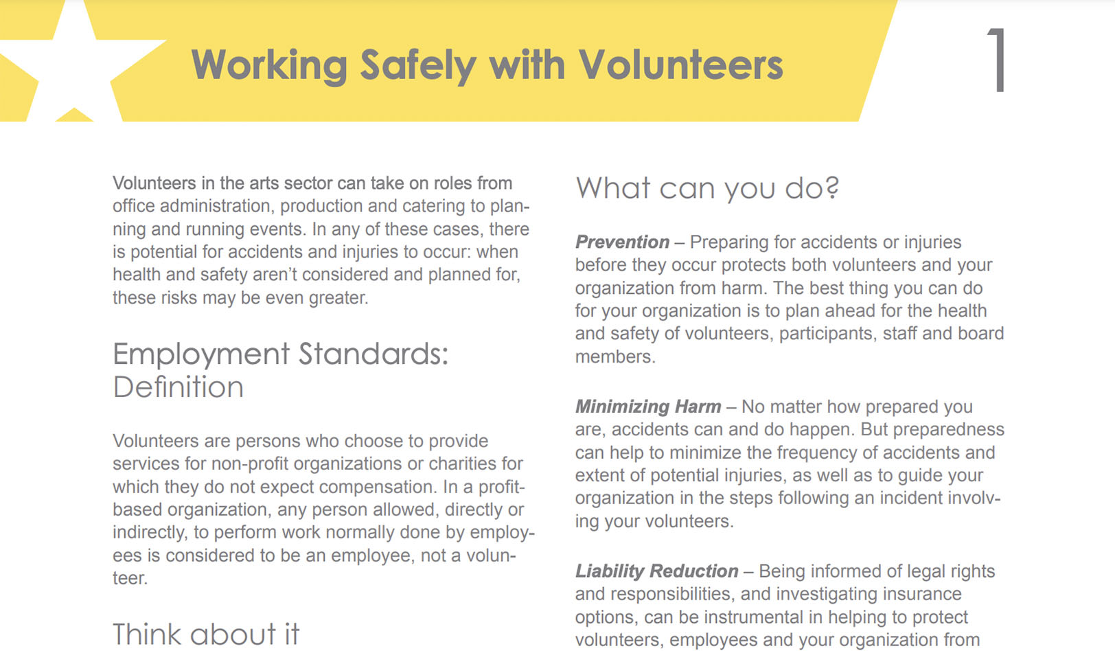Working Safely With Volunteers Booklet