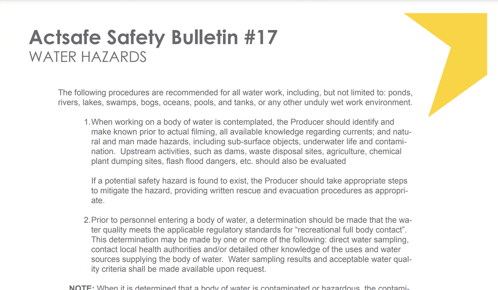 #17 Water Hazards Motion Picture Safety Bulletin