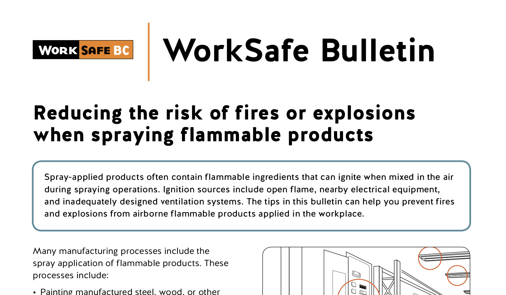 Reducing the Risk of Fires or Explosions When Spraying Flammable Products, WorkSafeBC Link