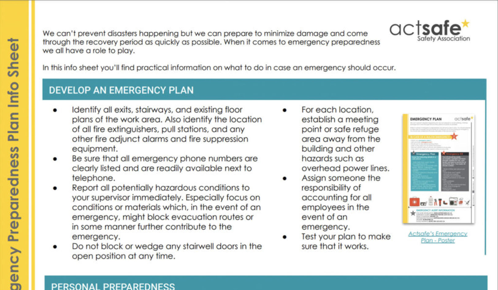 Workplace Emergency Preparedness Plan Info Sheet