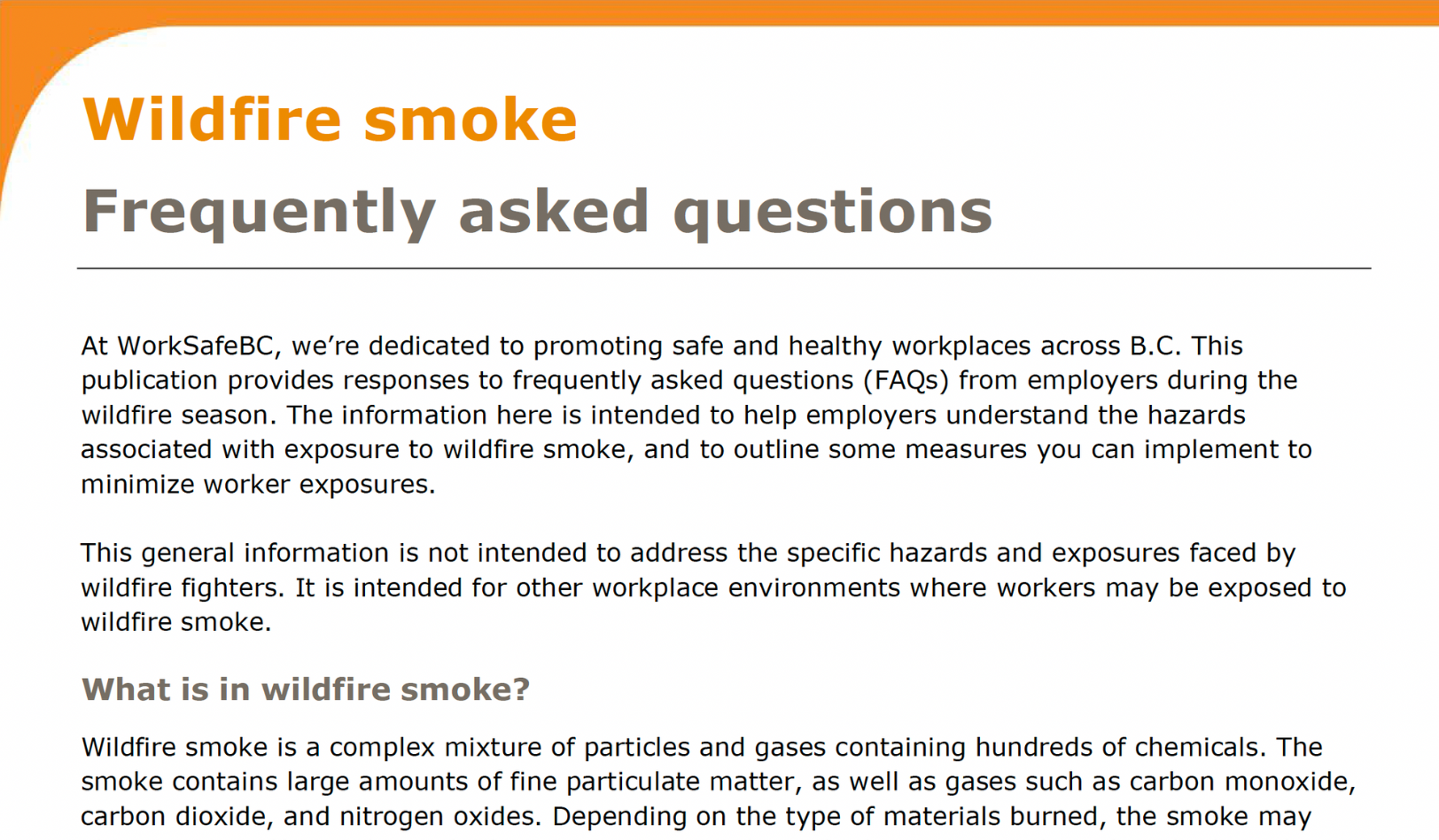 Wildfire Smoke FAQ