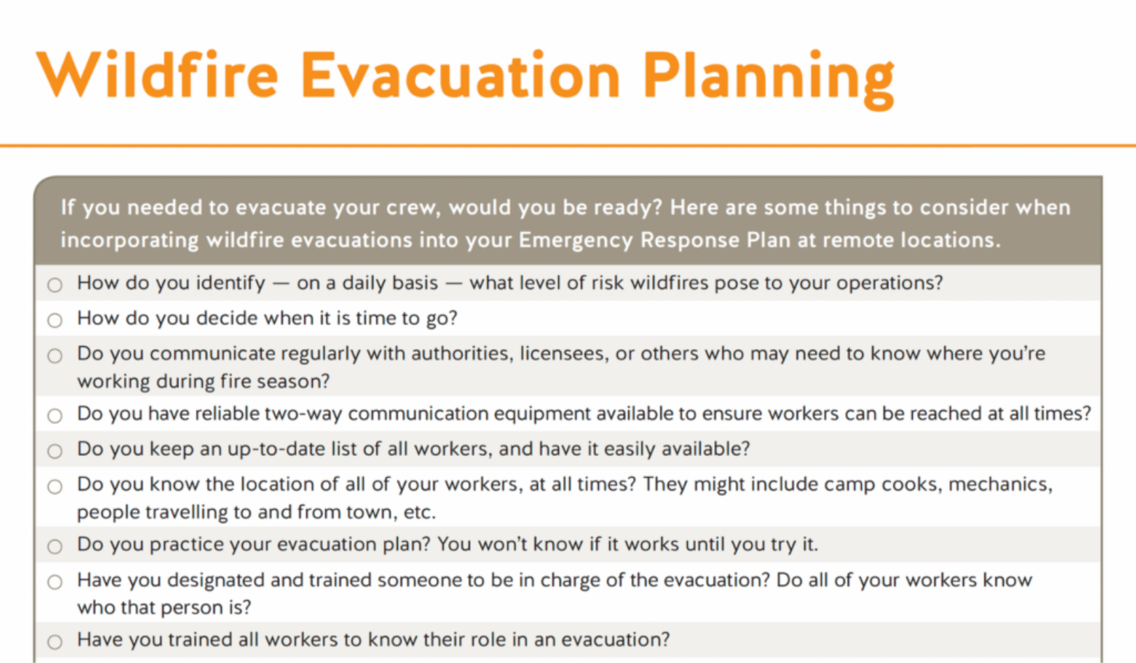 Wildfire Evacuation Planning