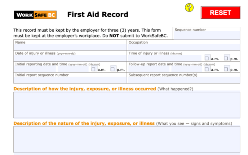 First Aid Record