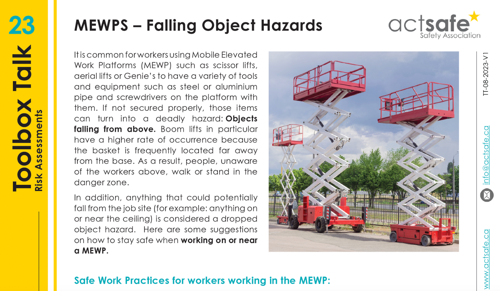 MEWPS – Falling Object Hazard