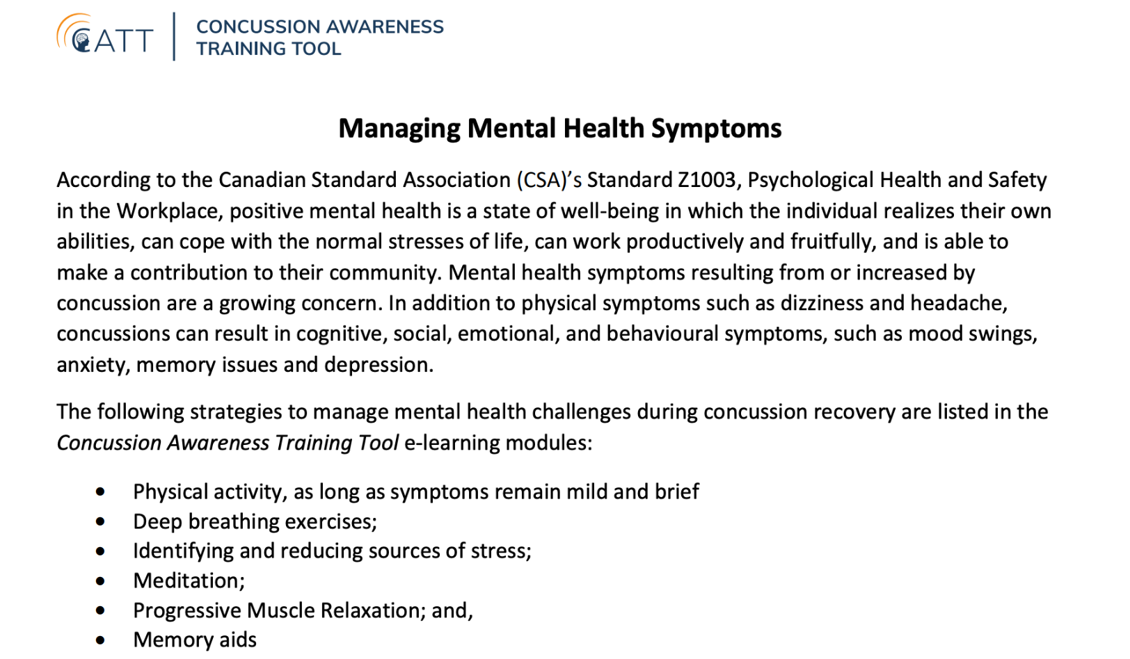 Managing Mental Health Symptoms