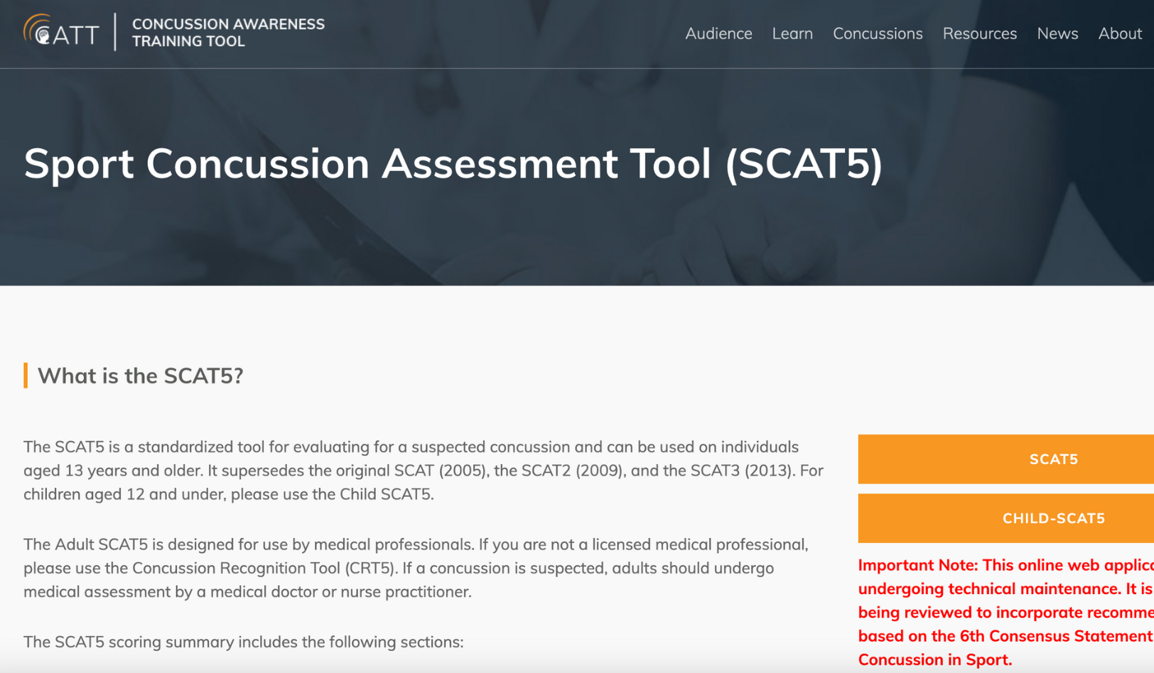 Sport Concussion Assessment Tool (SCAT5)