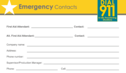 Emergency contact sheet