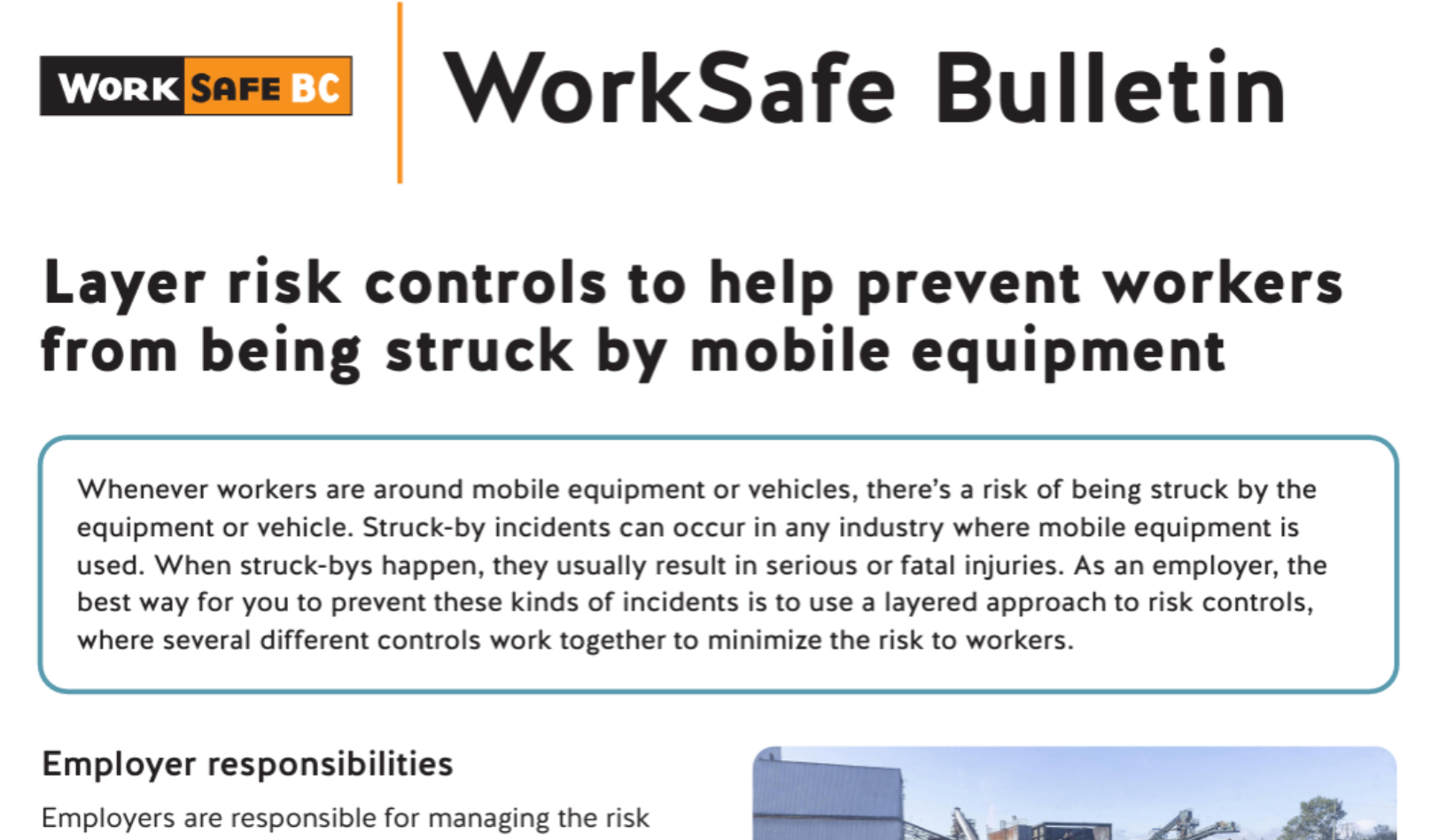 Layer Risk Controls to Help Prevent Workers from Being Struck by Mobile Equipment