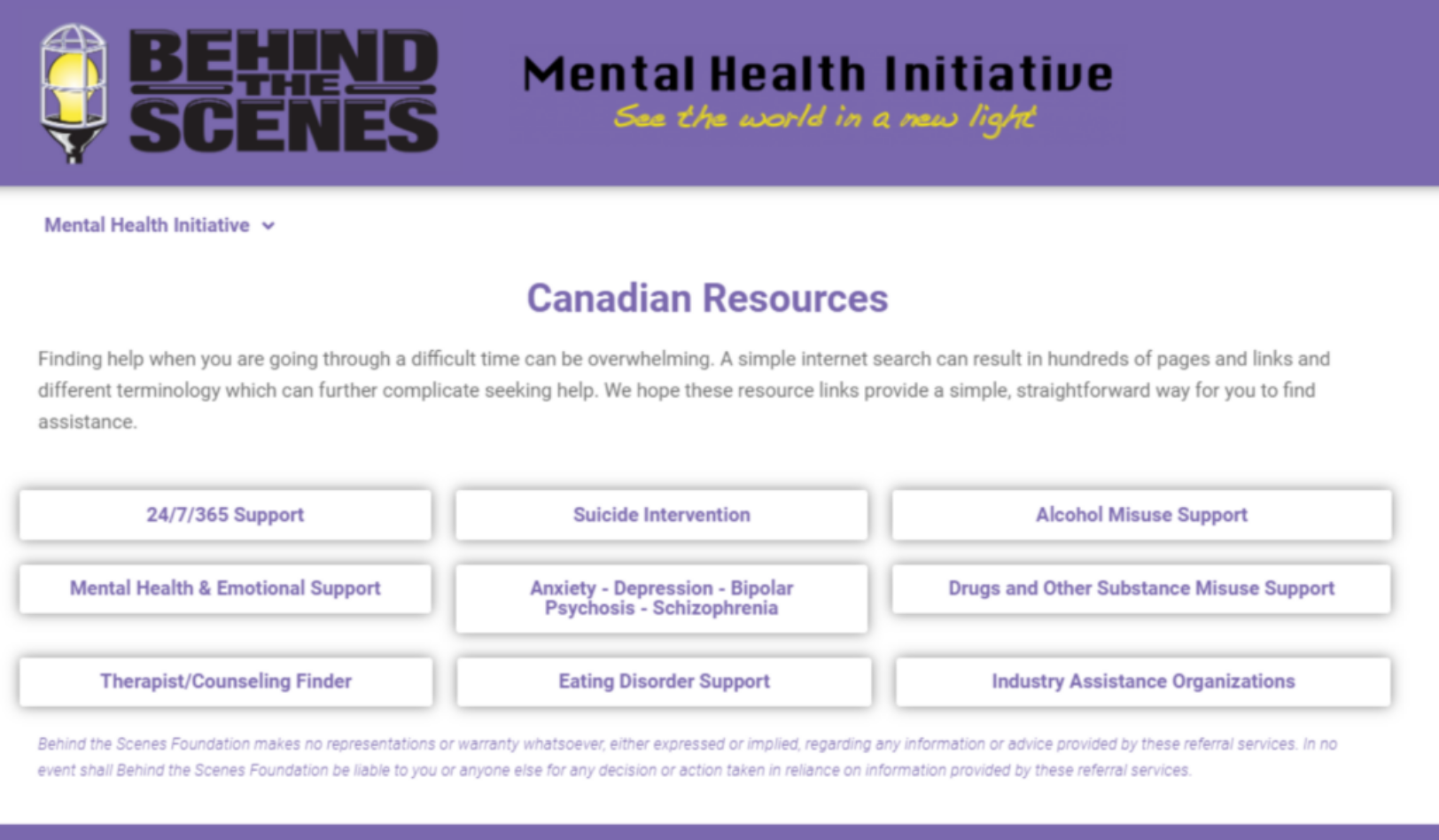 Behind the Scenes: Mental health Initiative