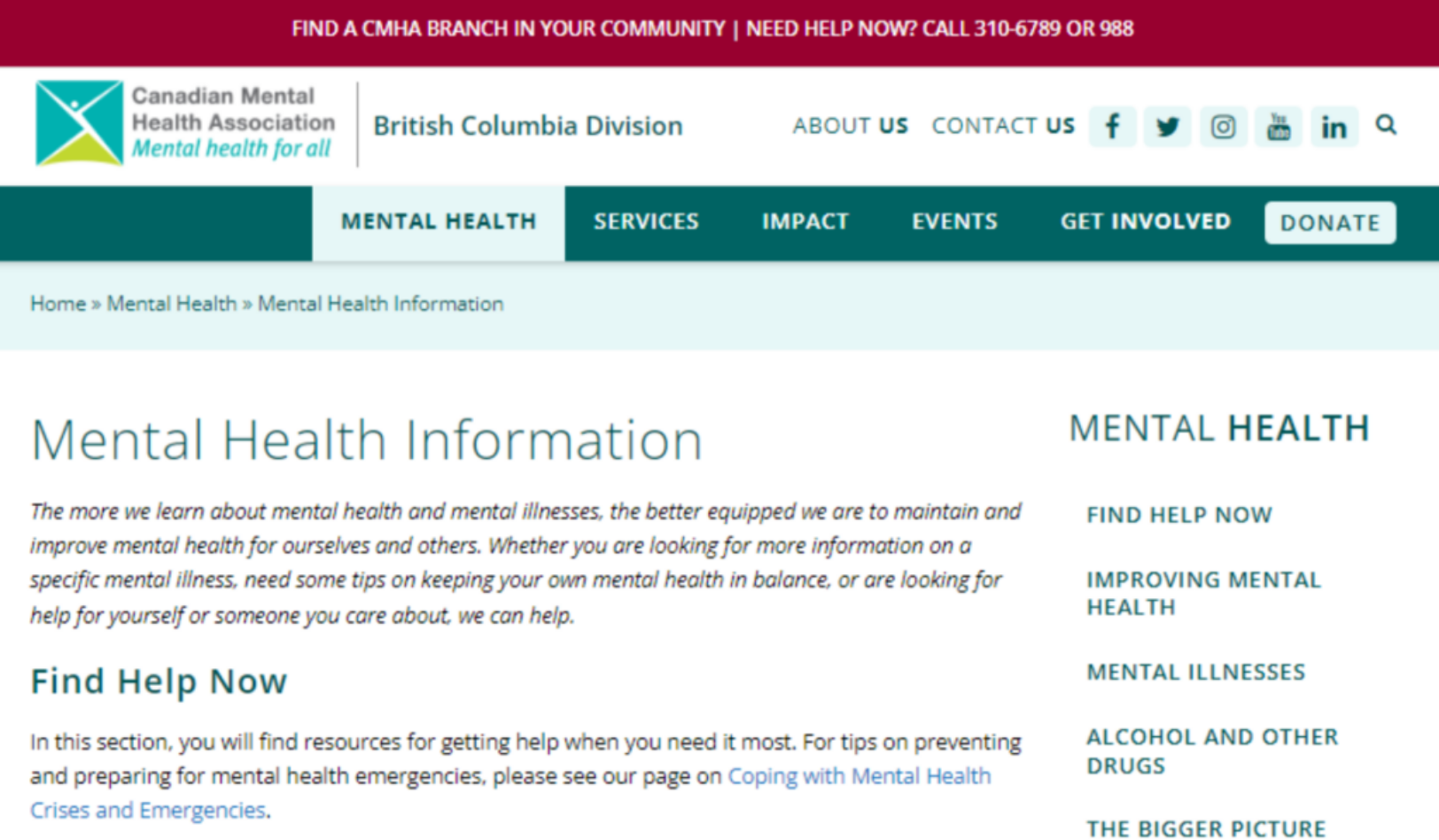 CMHA: Mental Health Resources